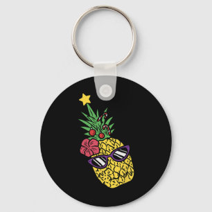 Hawaiian Christmas In July Pineapple Mele Kalikima Key Ring