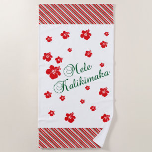 Hawaiian Christmas ~ Mele Kalikimaka Beach Towel