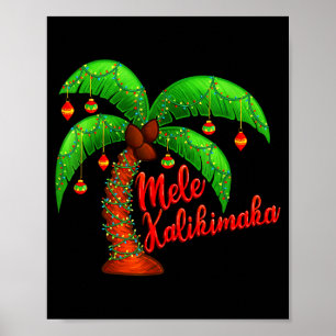 Hawaiian Christmas Mele Kalikimaka Coconut Tree  Poster