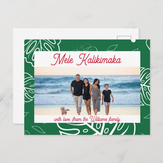 Hawaiian Christmas Mele Kalikimaka customisable Holiday Postcard (Front/Back)