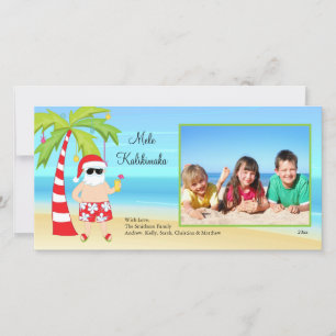Hawaiian Christmas Santa Christmas Photo Card. Holiday Card