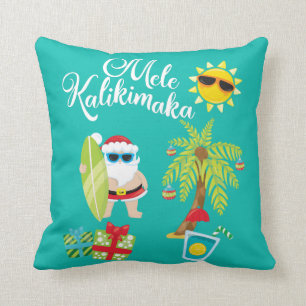 Hawaiian Christmas. Santa Claus  Mele Kalikimaka. Cushion