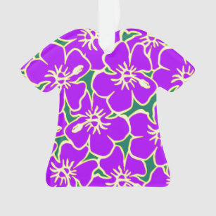 Hawaiian Christmas Tropical Hibiscus Purple Green Ornament