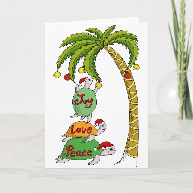 Hawaiian Christmas Turtles Holiday Card (Front)
