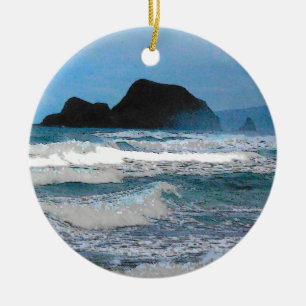 Hawaiian Coastal Island Ocean Tropical Paradise Ceramic Tree Decoration