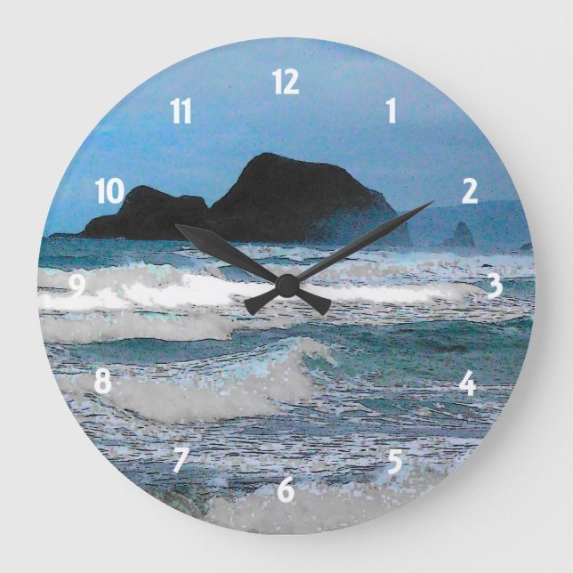 Hawaiian Coastal Island Ocean Tropical Paradise Large Clock (Front)