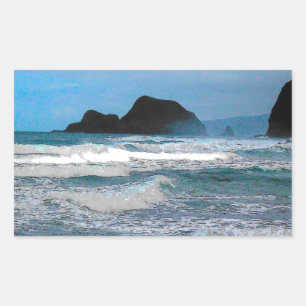Hawaiian Coastal Island Ocean Tropical Paradise Rectangular Sticker