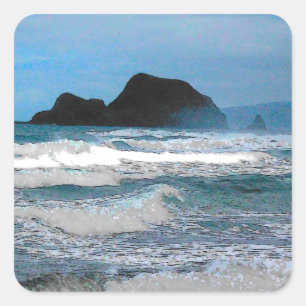 Hawaiian Coastal Island Ocean Tropical Paradise Square Sticker