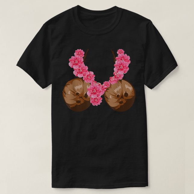 Hawaiian Coconut Bra Shirt Cool Halloween Flowery  (Design Front)