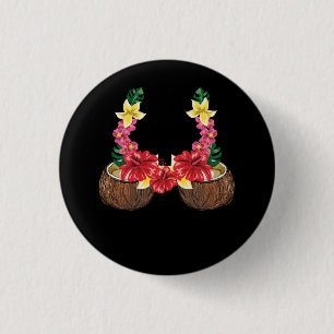 Hawaiian Coconut Bra Shirt Halloween Flowery Grass 3 Cm Round Badge