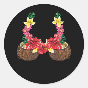 Hawaiian Coconut Bra Shirt Halloween Flowery Grass Classic Round Sticker