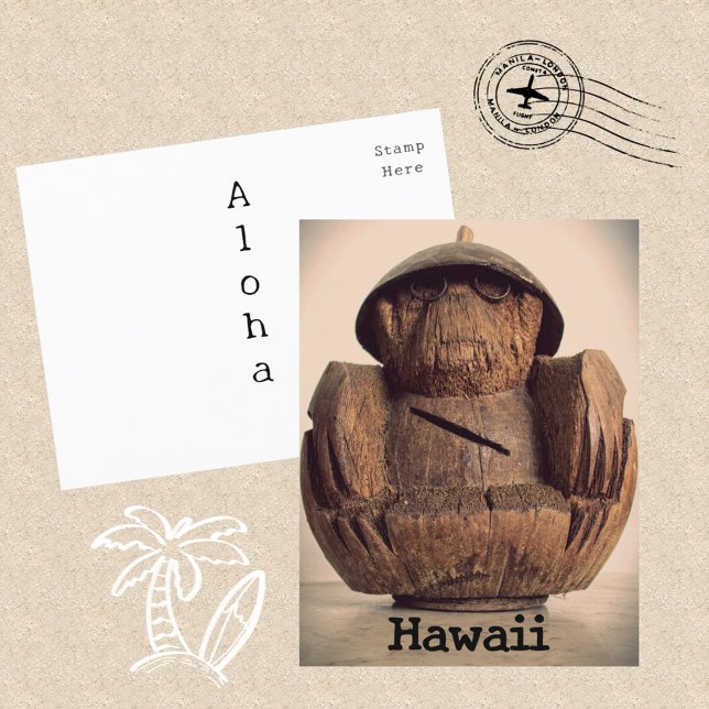 Hawaiian Coconut Monkey Bank Retro Kitsch Postcard (Creator Uploaded)