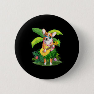 Hawaiian Corgi Dog & Pineapple Ukulele Summer 6 Cm Round Badge