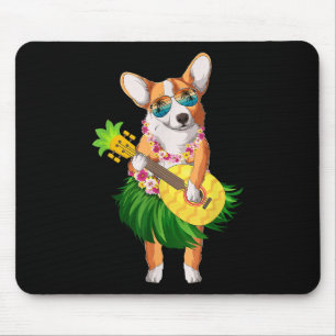 Hawaiian Corgi Dog &amp; Pineapple Ukulele Summer  Mouse Pad