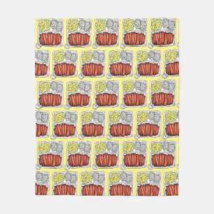 Hawaiian Cuisine Plate Lunch Rice Macaroni Salad Fleece Blanket