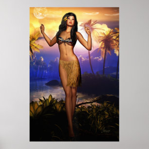 Hawaiian Dancer Sunrise Poster