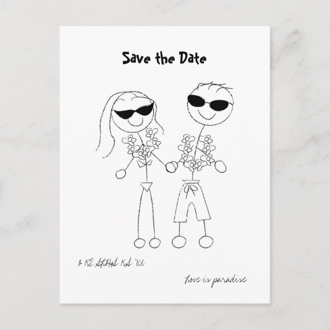 Hawaiian Destination Wedding Save the Date Announcement Postcard (Front)