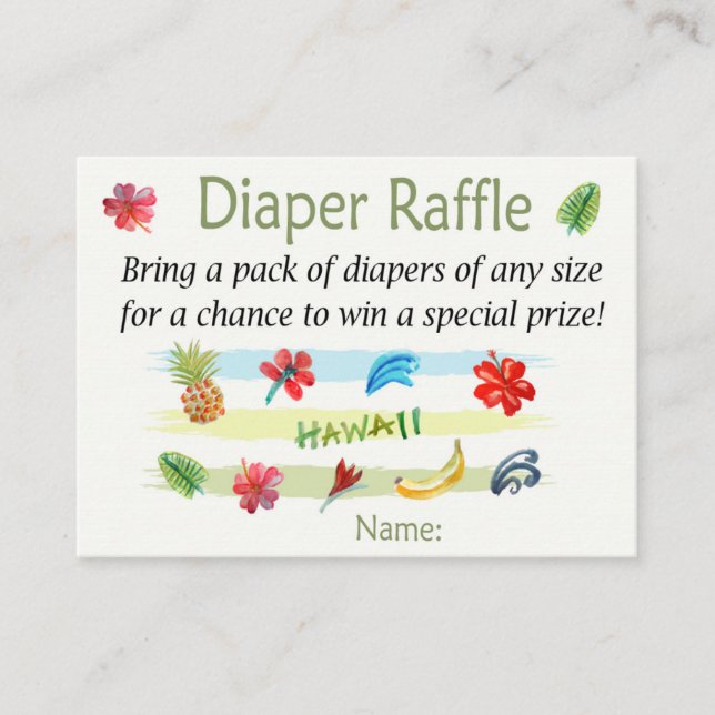 Hawaiian Diaper Raffle Tickets (Front)
