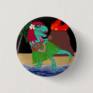 Hawaiian Dinosaur Ukulele 3 Cm Round Badge