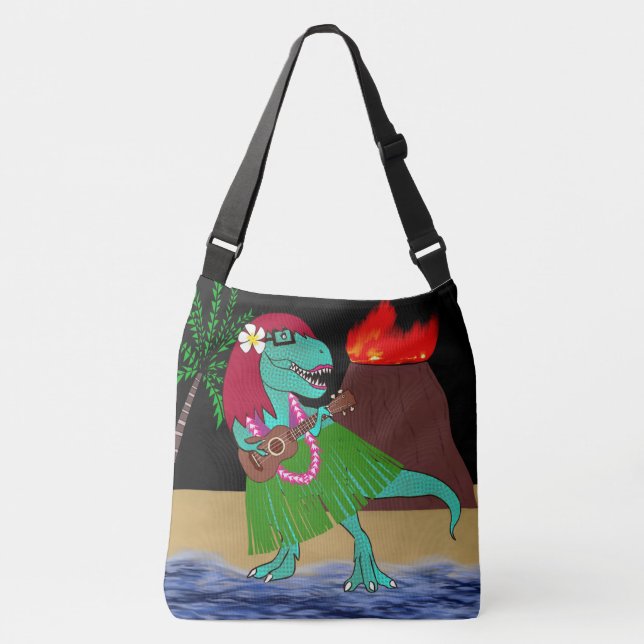 Hawaiian Dinosaur Ukulele Crossbody Bag (Front)