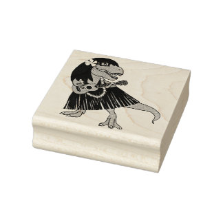 Hawaiian Dinosaur Ukulele Rubber Stamp