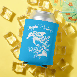 Hawaiian Dolphin Flippin' Fabulous Blue Can Cooler