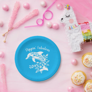 Hawaiian Dolphin Flippin' Fabulous Blue Paper Plate