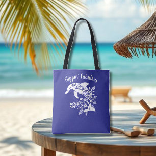 Hawaiian Dolphin-Flippin' Fabulous-Blue Tote Bag