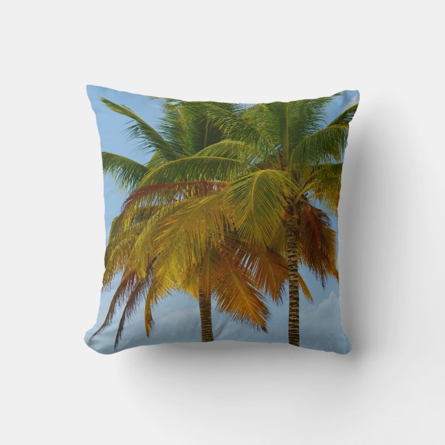 Hawaiian Exotic Beach Palm Trees Cushion (Front)