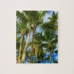 Hawaiian Exotic Beach Palm Trees & Sky Jigsaw Puzzle