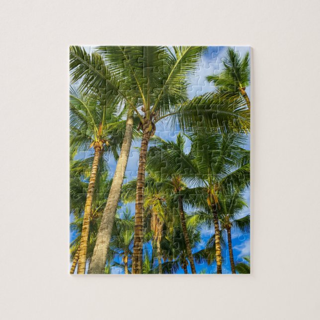 Hawaiian Exotic Beach Palm Trees & Sky Jigsaw Puzzle (Vertical)