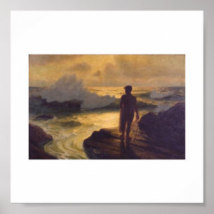 Hawaiian Fisherman, oil on canvas Poster