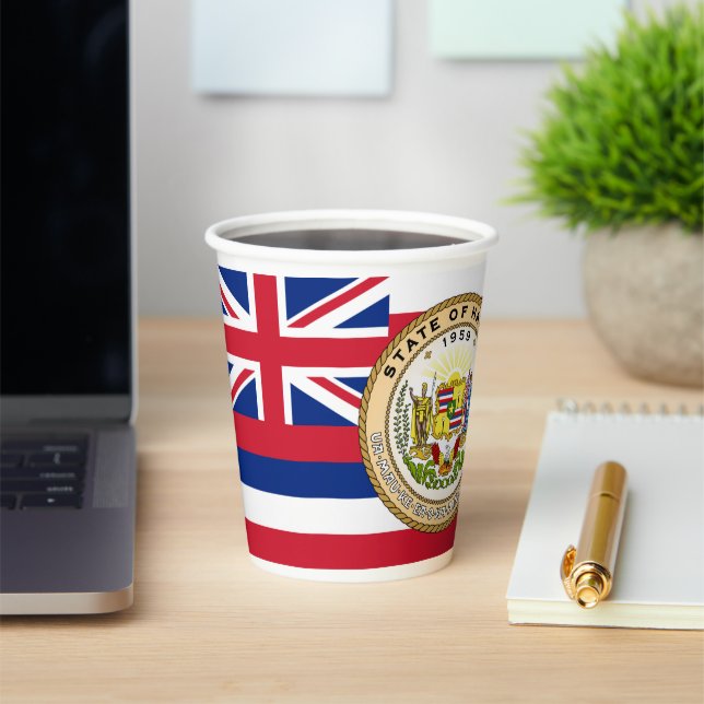 Hawaiian Flag & Seal, Flag of Hawaii Paper Cups (Insitu)