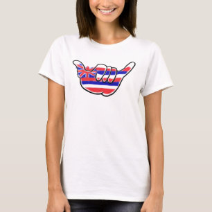 Hawaiian flag shaka sign ladies tee