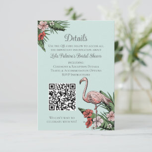 Hawaiian Flamingo Bridal Shower Website QR Code Enclosure Card