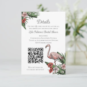 Hawaiian Flamingo Bridal Shower Website QR Code Enclosure Card
