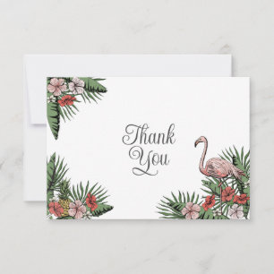 Hawaiian Flamingo & Hibiscus Thank You Card