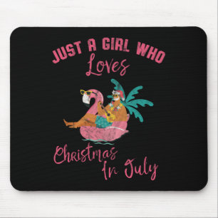 Hawaiian Flamingo Just A Girl Who Loves Christmas  Mouse Pad