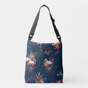 Hawaiian Flamingo: Tropical Vintage Artwork Crossbody Bag