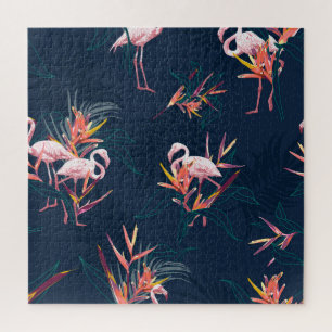 Hawaiian Flamingo: Tropical Vintage Artwork Jigsaw Puzzle