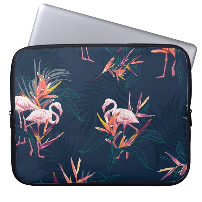 Hawaiian Flamingo: Tropical Vintage Artwork Laptop Sleeve (Front)
