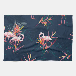 Hawaiian Flamingo: Tropical Vintage Artwork Tea Towel