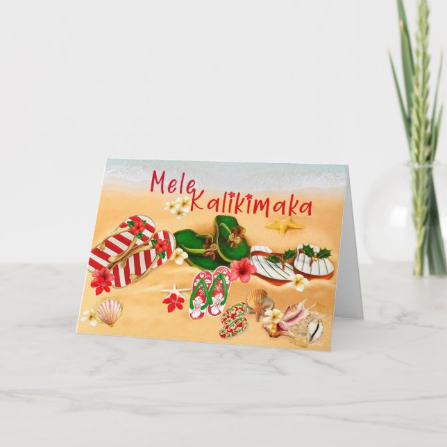 Hawaiian Flip Flop Mele Kalikimaka Card (Front)
