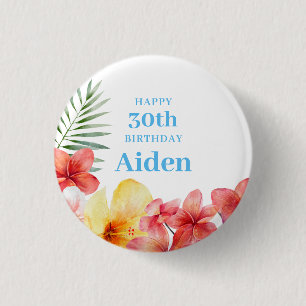 Hawaiian Floral Birthday 3 Cm Round Badge