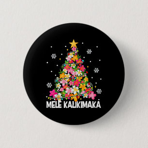 Hawaiian Floral Christmas Tree Mele Kalikimaka Tro 6 Cm Round Badge