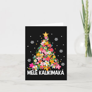 Hawaiian Floral Christmas Tree Mele Kalikimaka Tro Card