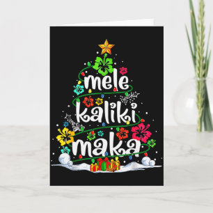 Hawaiian Floral Christmas Tree Mele Kalikimaka Tro Card
