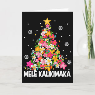 Hawaiian Floral Christmas Tree Mele Kalikimaka Tro Card