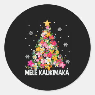 Hawaiian Floral Christmas Tree Mele Kalikimaka Tro Classic Round Sticker