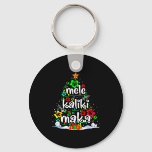 Hawaiian Floral Christmas Tree Mele Kalikimaka Tro Key Ring